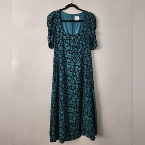 The Nines By Hatch Maternity Lined Scoop Neck Maxi Dress Puff Sleeve XS